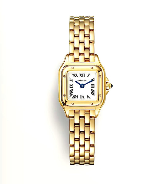 Cartier Panthère de Cartier Watch 19mm Mini – Gold-Plated | White Roman Dial | ساعة كارتييه بانتير 19 ملم ميني مطلي ذهبي