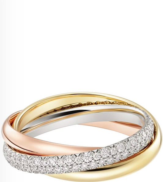 Cartier Trinity Ring Diamond Small Model – 18ct Yellow, White & Rose Gold | خاتم كارتييه ترينتي الماس صغير ذهب ثلاثي