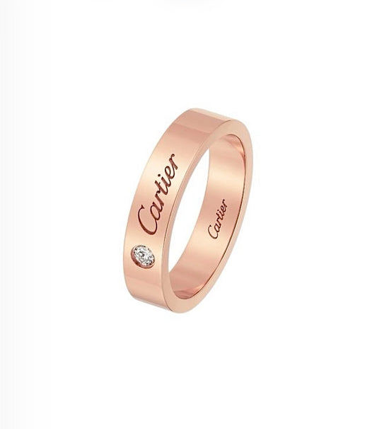 C de Cartier Wedding Band 4mm Width – 1 Diamond | Rose Gold | خاتم زفاف سي دي كارتييه 4مم ذهب وردي الماسة واحدة
