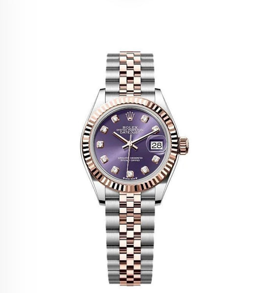 Rolex Datejust Oyster 28mm Oystersteel & Everose Gold – Purple Diamond Dial | ساعة رولكس ديتجست 28 ملم بنفسجي