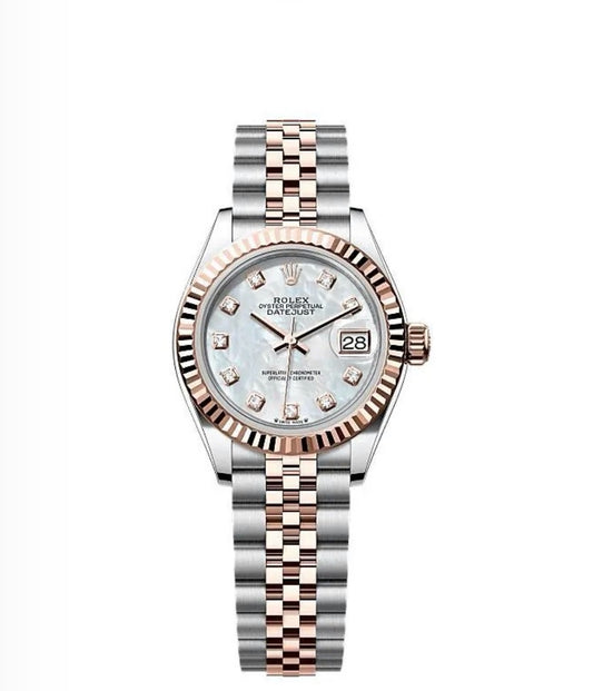 Rolex Datejust Oyster 28mm Oystersteel & Everose Gold – Mother-of-Pearl Diamond Dial | ساعة رولكس ديتجست 28 ملم لؤلؤي ثنائي