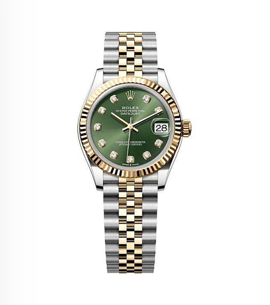 Rolex Datejust Oyster 31mm Oystersteel & Gold-Plated – Olive Green Diamond Dial | ساعة رولكس ديتجست 31 ملم خضراء