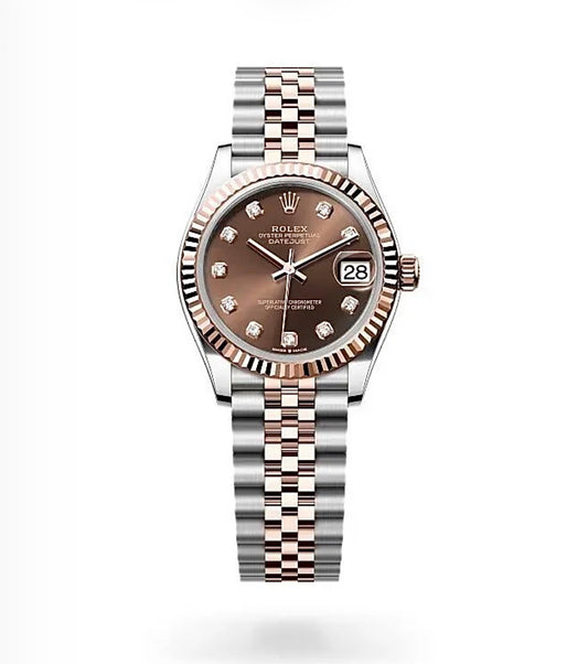 Rolex Datejust Oyster 31mm Oystersteel & Rose Gold-Plated – Chocolate Diamond Dial | ساعة رولكس ديتجست 31 ملم بني ألماس ثنائي