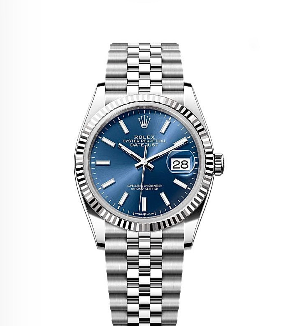 Rolex Datejust Oyster 36mm Oystersteel – Blue Dial & Fluted Bezel | ساعة رولكس ديتجست 36 ملم أزرق مضلّع