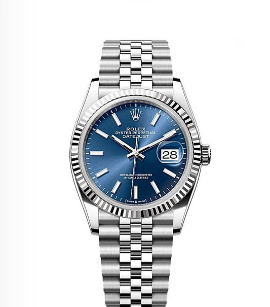 Rolex Datejust Oyster 36mm Oystersteel – Blue Dial & Fluted Bezel | ساعة رولكس ديتجست 36 ملم أزرق مضلّع