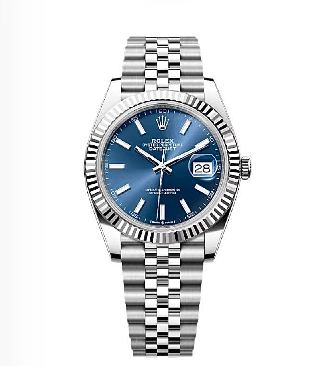 Rolex Datejust Oyster 41mm Oystersteel – Blue Dial & Fluted Bezel | ساعة رولكس ديتجست 41 ملم أزرق مضلّع