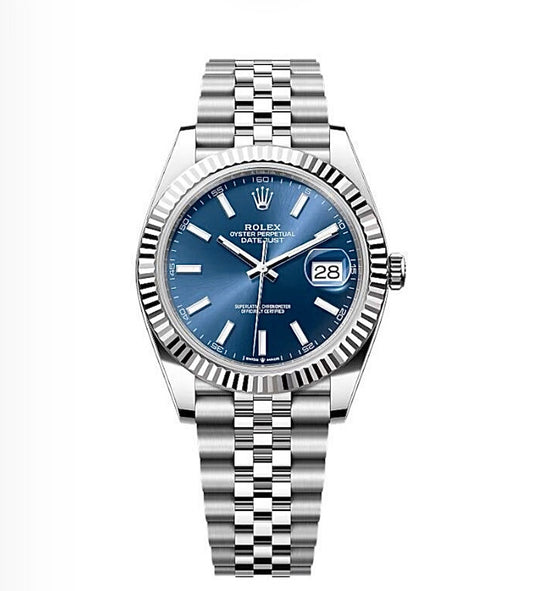 Rolex Datejust Oyster 41mm Oystersteel – Blue Dial & Fluted Bezel | ساعة رولكس ديتجست 41 ملم أزرق مضلّع