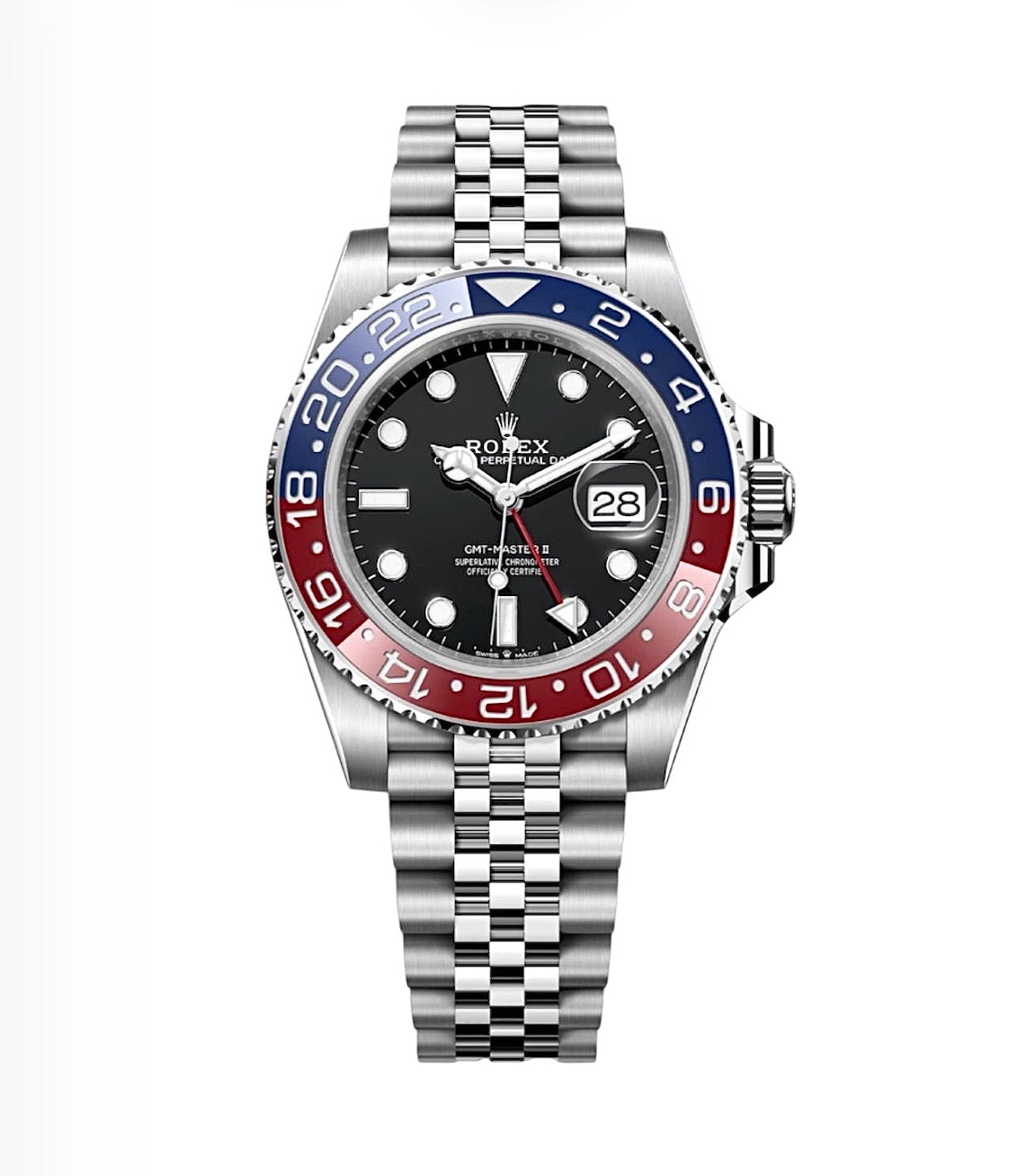 Rolex GMT-Master II “Pepsi” Oyster 40mm Oystersteel – Black Dial & Red/Blue Ceramic Bezel | ساعة رولكس جيمت ماستر بيبسي 40 ملم