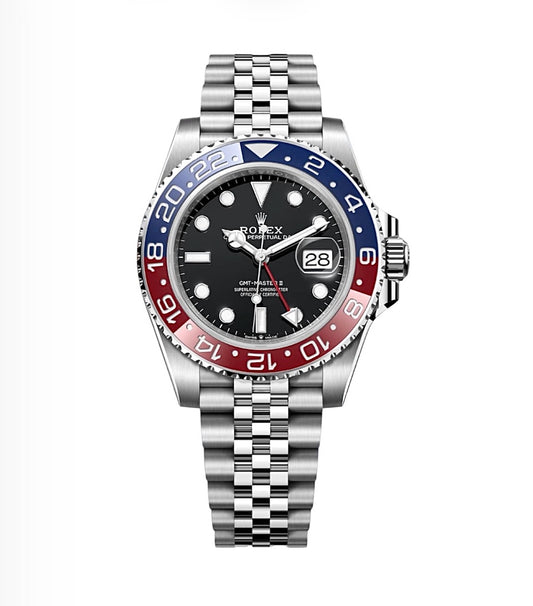 Rolex GMT-Master II “Pepsi” Oyster 40mm Oystersteel – Black Dial & Red/Blue Ceramic Bezel | ساعة رولكس جيمت ماستر بيبسي 40 ملم