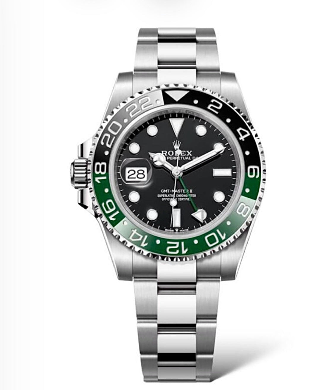 Rolex GMT-Master II “Sprite” Oyster 40mm Oystersteel – Black Dial & Black/Green Ceramic Bezel | ساعة رولكس جيمت ماستر سبرايت 40 ملم
