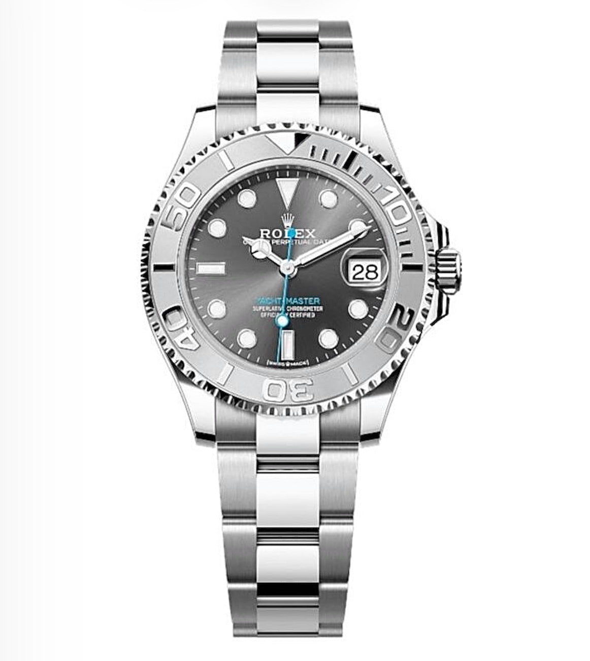 Rolex Yacht-Master Oyster 40mm Oystersteel – Slate Dial & Platinum-Finish Bezel | ساعة رولكس ياخت ماستر 40 ملم رمادي بلاتين