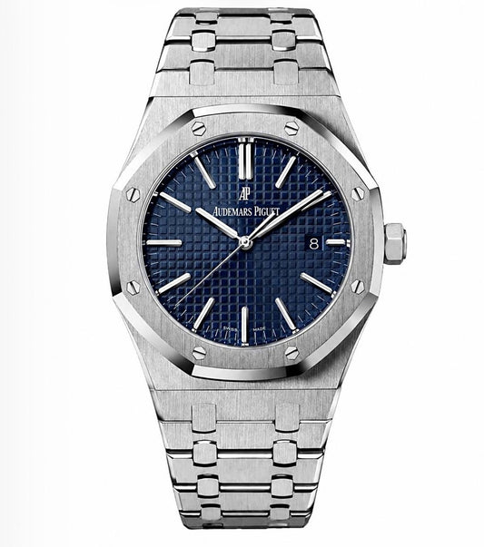 Audemars Piguet Royal Oak 41mm Stainless Steel – Blue Grande Tapisserie Dial | ساعة أوديمار بيغيه رويال أوك 41 ملم أزرق