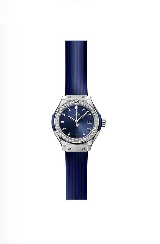 Hublot Classic Fusion Titanium Diamonds 29mm | هوبلو كلاسيك فيوجن تيتانيوم بالماس 29 ملم - Blue