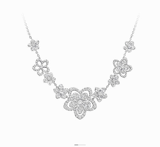 Graff Wild Flower Multi Diamond Necklace – White Gold | عقد غراف وايلد فلاور بالماس - ذهب أبيض