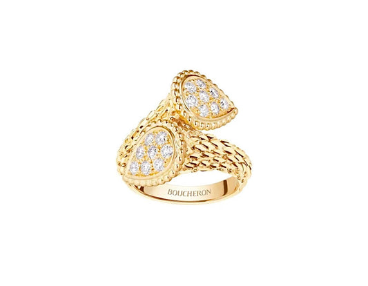 Boucheron Serpent Bohème Double Motif Diamond Ring in 18K Yellow Gold