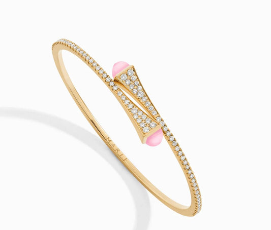 Marli Cleo Diamond & Pink Opal Bypass Bracelet | إسوارة مارلي كليو بالماس والأوبال الوردي