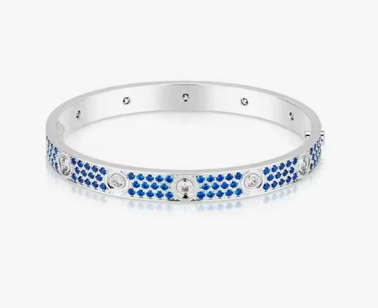 Cartier LOVE Bracelet Blue Sapphires Diamonds 18K White Gold