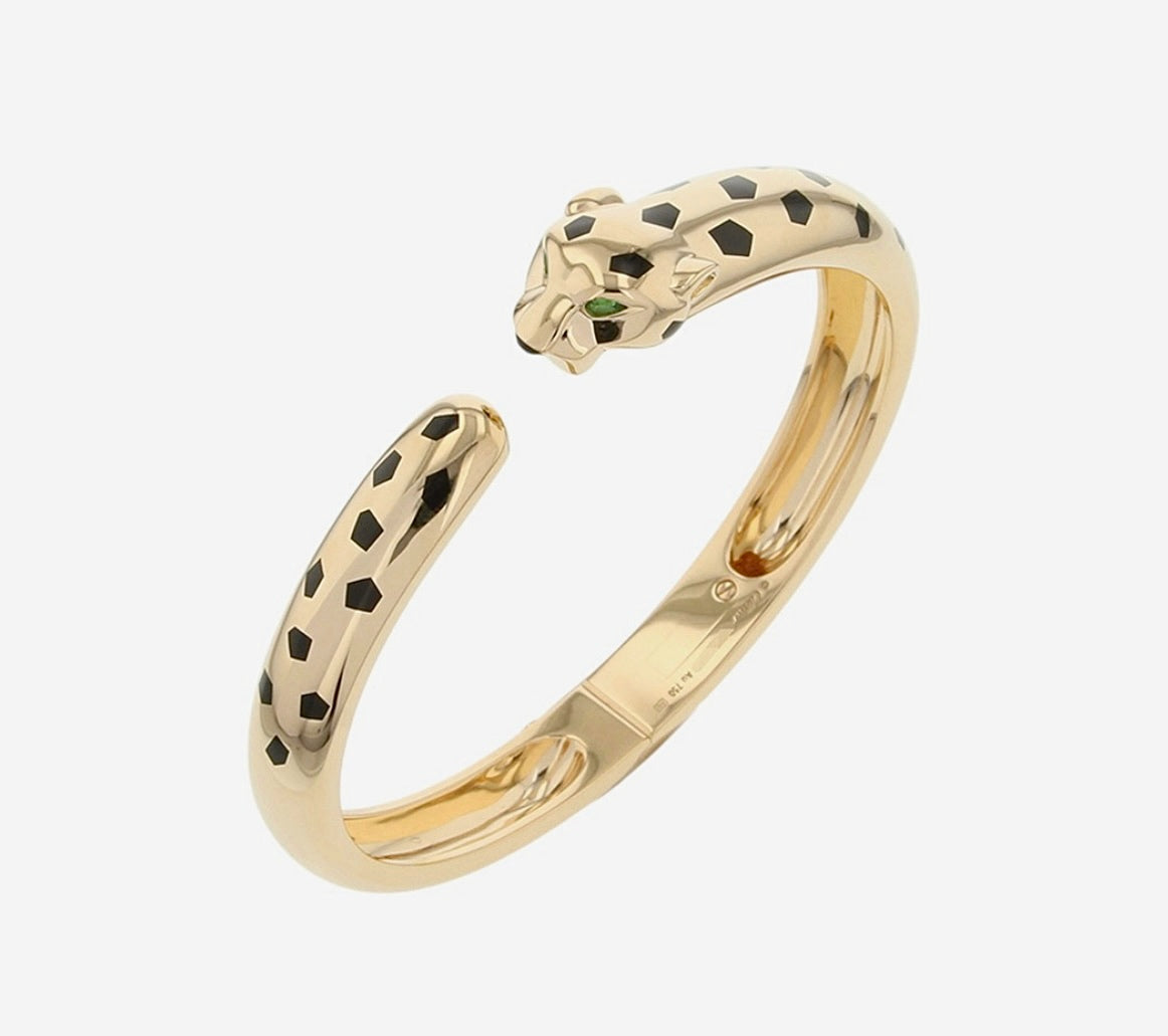 Cartier Panthère de Cartier Bracelet 18K Yellow Gold Black Enamel Tsavorite Eyes