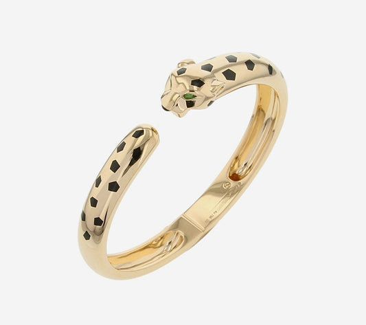 Cartier Panthère de Cartier Bracelet 18K Yellow Gold Black Enamel Tsavorite Eyes