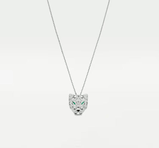 Cartier Panthère de Cartier Openwork Necklace Diamond Emerald Onyx 18K White Gold | قلادة كارتييه بانثير مخرمة الماس زمرد نيكس ذهب أبيض 18