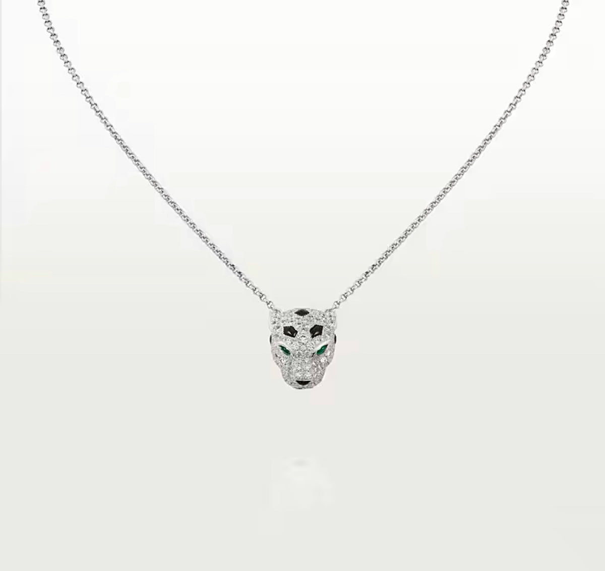 Cartier Panthère de Cartier Necklace Diamond Pavé Emerald Onyx 18K White Gold