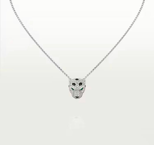 Cartier Panthère de Cartier Necklace Diamond Pavé Emerald Onyx 18K White Gold