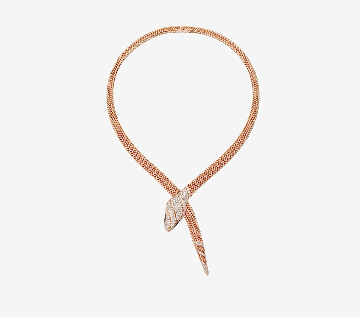 Bvlgari Serpenti Diamond Pavé Necklace 18K Rose Gold