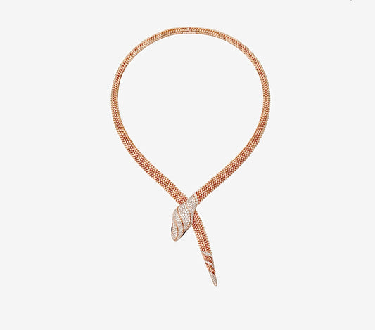 Bvlgari Serpenti Diamond Pavé Necklace 18K Rose Gold