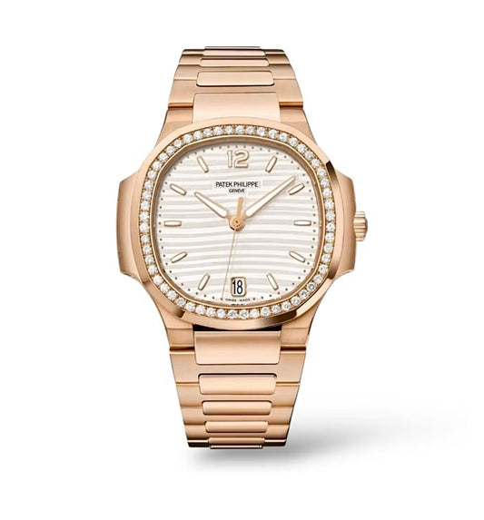 Patek Philippe Nautilus Ladies 7118/1200R-010 Rose Gold Diamond Bezel Watch